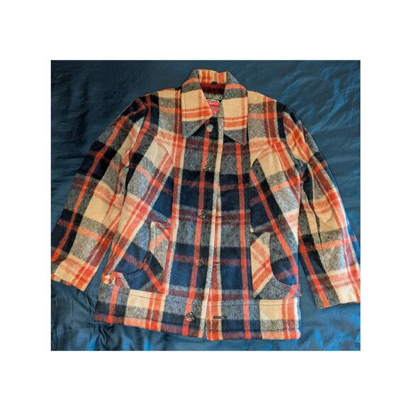 Vintage Crocodile De-Luxe Pile Lined Plaid Wool Blend Coat Jacket Small - Picture 1 of 7